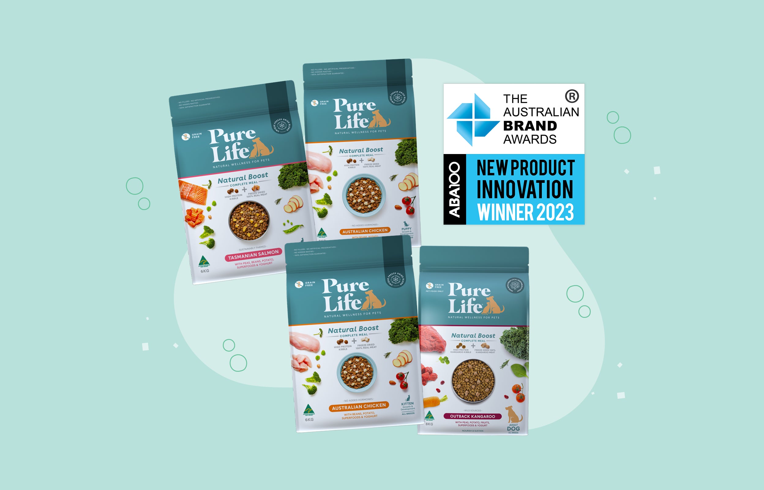 Pure Life Natural Boost a winning, complete health Aussie pet food